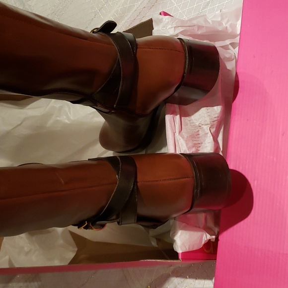 Catherine Malandrino New MILA Leather RIDING Tall BOOTS Brown/Black Women's 10 - Picture 16 of 16